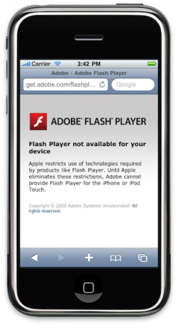 Mobile Safari on Flash download page